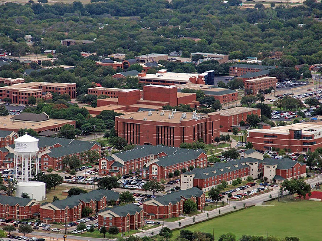 Tarleton State University's campus from an aerial view.