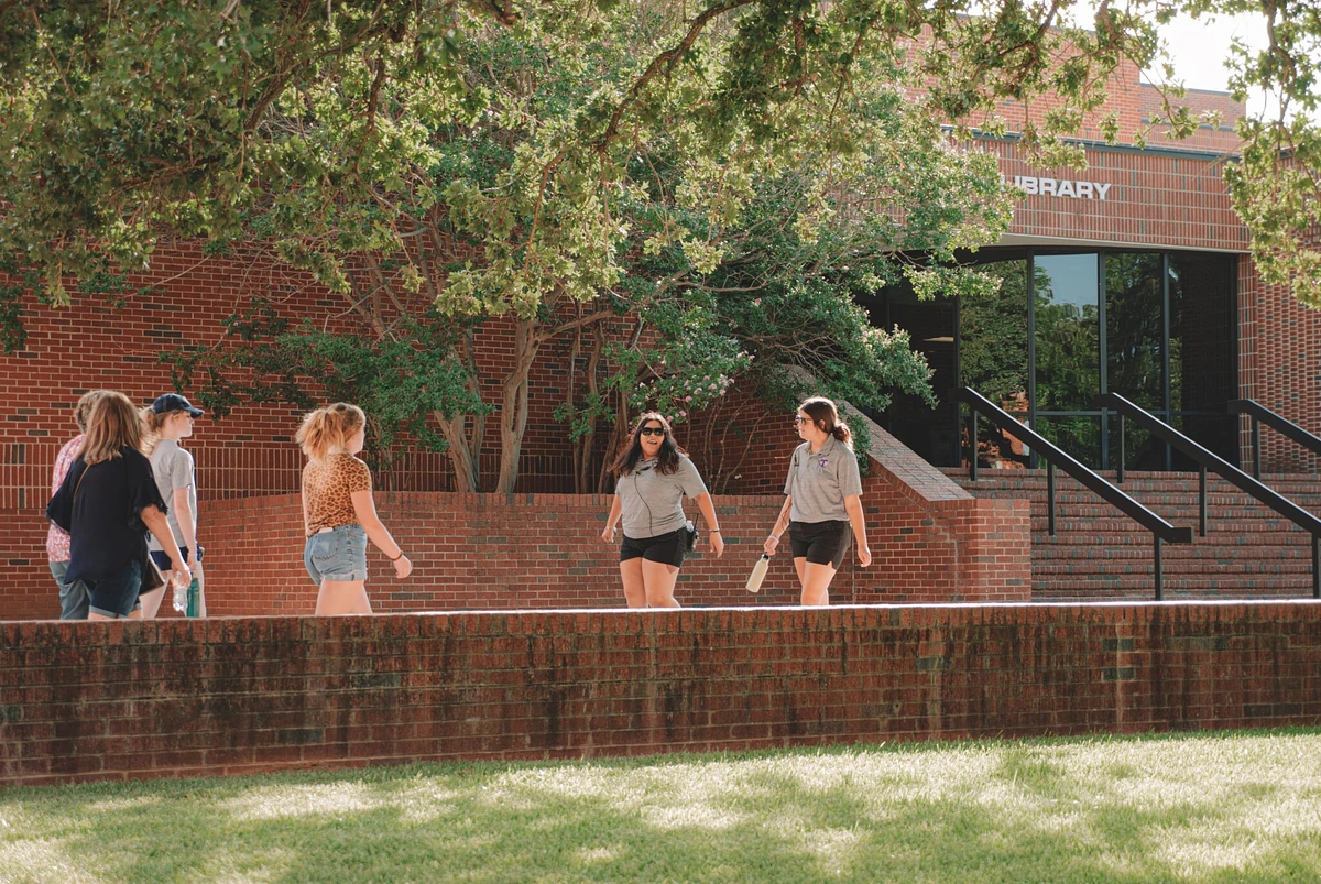 students walking on campus